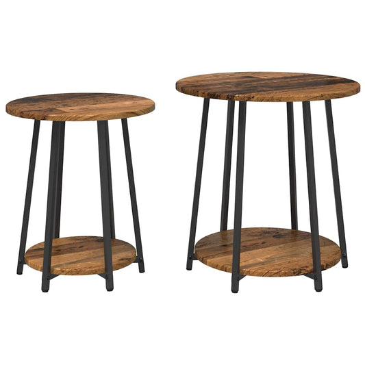 Beistelltisch-Set 2 pcs Altes Holz und Schwarz 50 x 50 x 51 cm