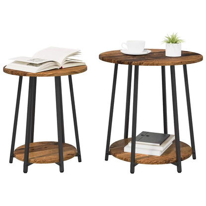 Beistelltisch-Set 2 pcs Altes Holz und Schwarz 50 x 50 x 51 cm