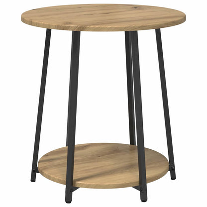 Beistelltisch-Set mit Regal 2 pcs Artisan Eiche und Schwarz