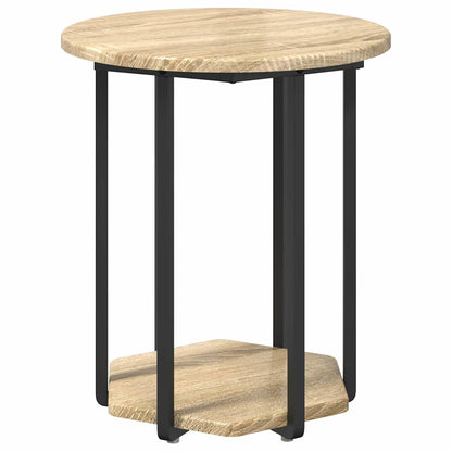 Beistelltisch-Set mit Regal 2 pcs Sonoma-Eiche und Schwarz