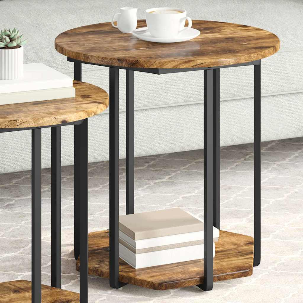 Beistelltisch-Set mit Regal 2 pcs Rauchesche und Schwarz