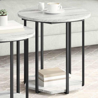 Beistelltisch-Set mit Regal 2 pcs Grau Sonoma und Schwarz