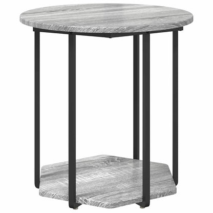 Beistelltisch-Set mit Regal 2 pcs Grau Sonoma und Schwarz