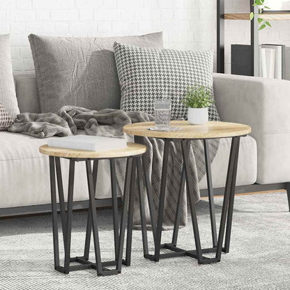 Beistelltisch-Set 2 pcs Sonoma-Eiche und Schwarz