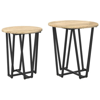 Beistelltisch-Set 2 pcs Sonoma-Eiche und Schwarz
