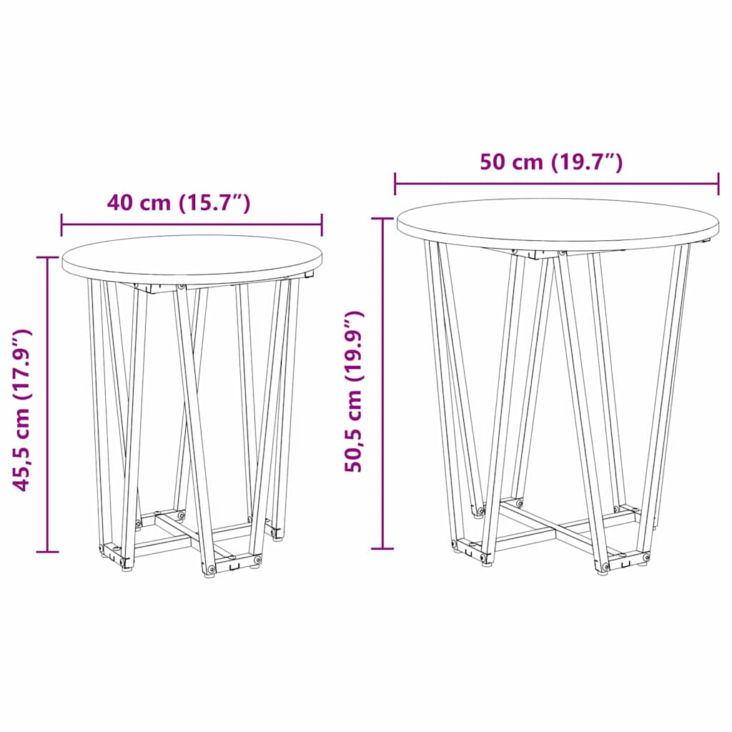 Beistelltisch-Set 2 pcs Sonoma-Eiche und Schwarz