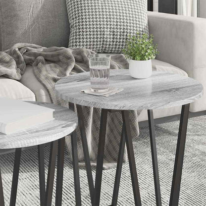 Beistelltisch-Set 2 pcs Grau Sonoma und Schwarz