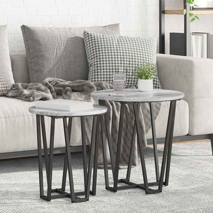 Beistelltisch-Set 2 pcs Grau Sonoma und Schwarz