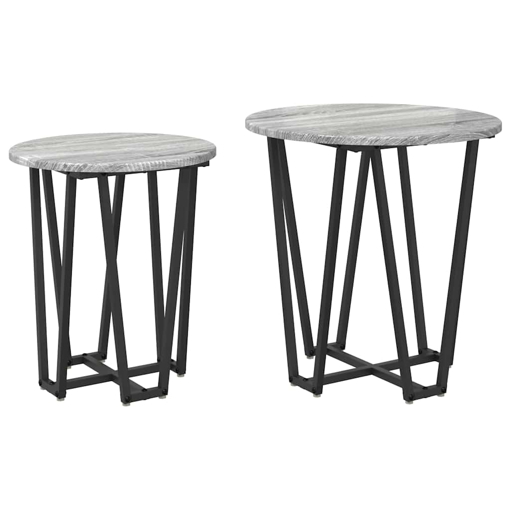 Beistelltisch-Set 2 pcs Grau Sonoma und Schwarz