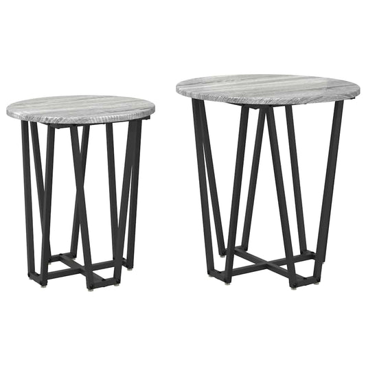 Beistelltisch-Set 2 pcs Grau Sonoma und Schwarz