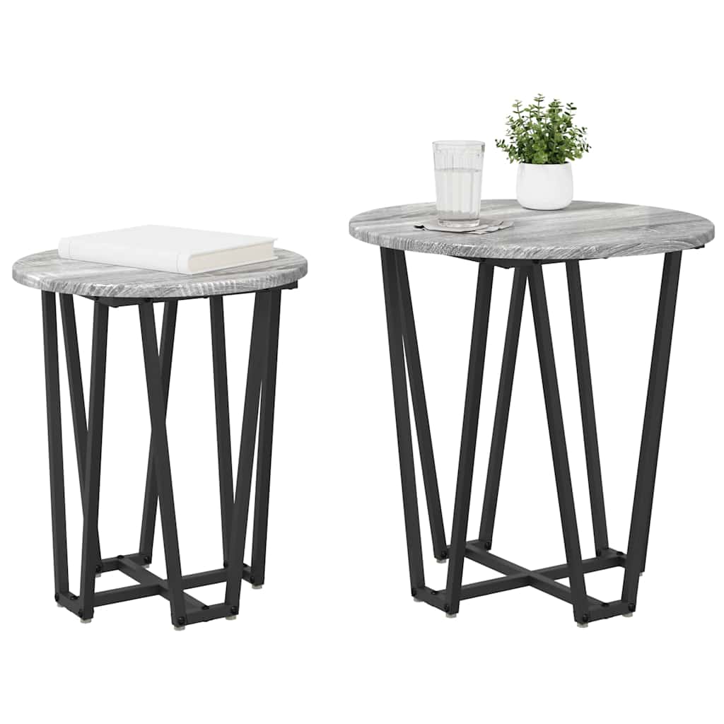 Beistelltisch-Set 2 pcs Grau Sonoma und Schwarz