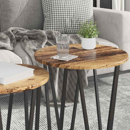 Beistelltisch-Set 2 pcs Altes Holz und Schwarz