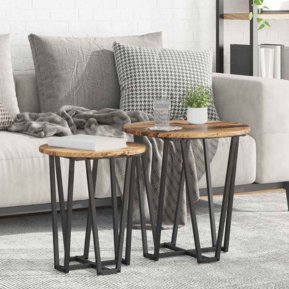 Beistelltisch-Set 2 pcs Altes Holz und Schwarz