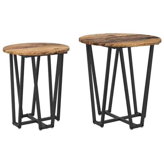 Beistelltisch-Set 2 pcs Altes Holz und Schwarz