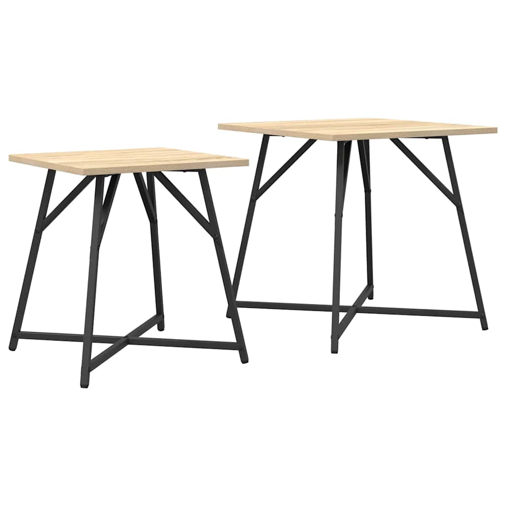 Beistelltisch-Set 2 pcs Sonoma-Eiche und Schwarz