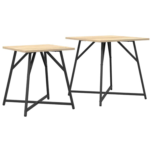 Beistelltisch-Set 2 pcs Sonoma-Eiche und Schwarz