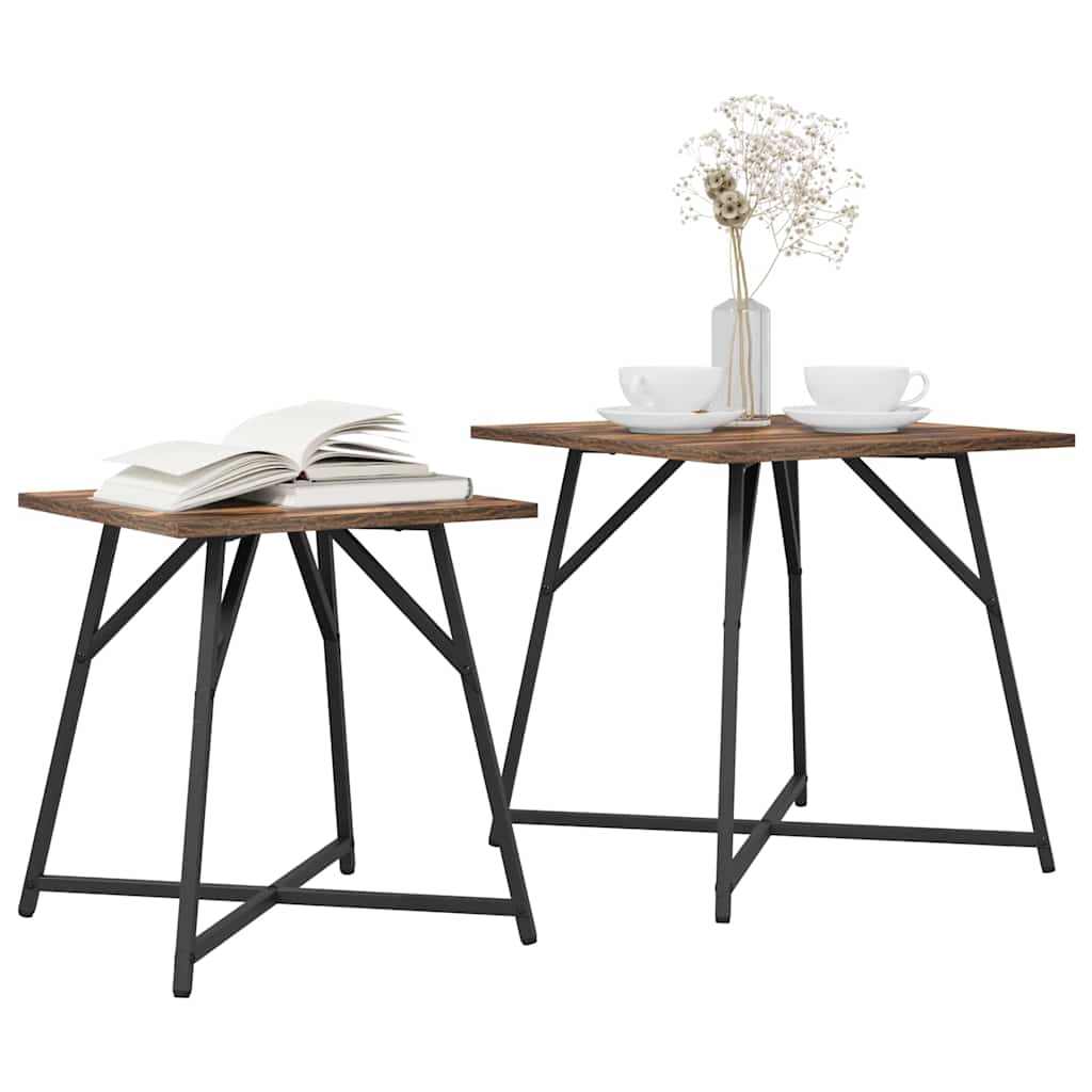 Beistelltisch-Set 2 pcs Rauchesche und Schwarz 50 x 50 x 50 cm