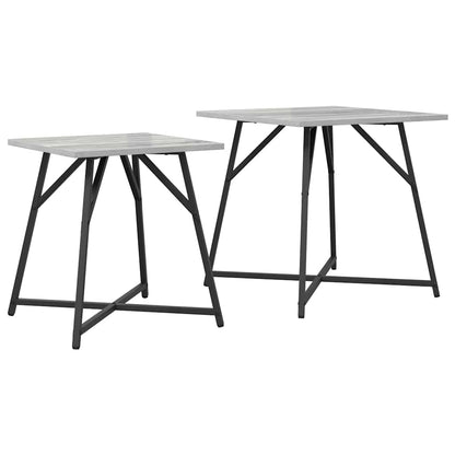 Beistelltisch-Set 2 pcs Grau Sonoma und Schwarz 50 x 50 x 50 cm