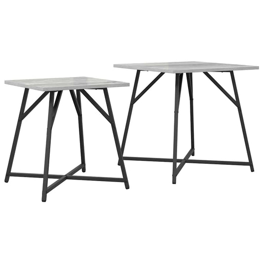 Beistelltisch-Set 2 pcs Grau Sonoma und Schwarz 50 x 50 x 50 cm