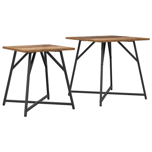 Beistelltisch-Set 2 pcs Altes Holz und Schwarz 50 x 50 x 50 cm