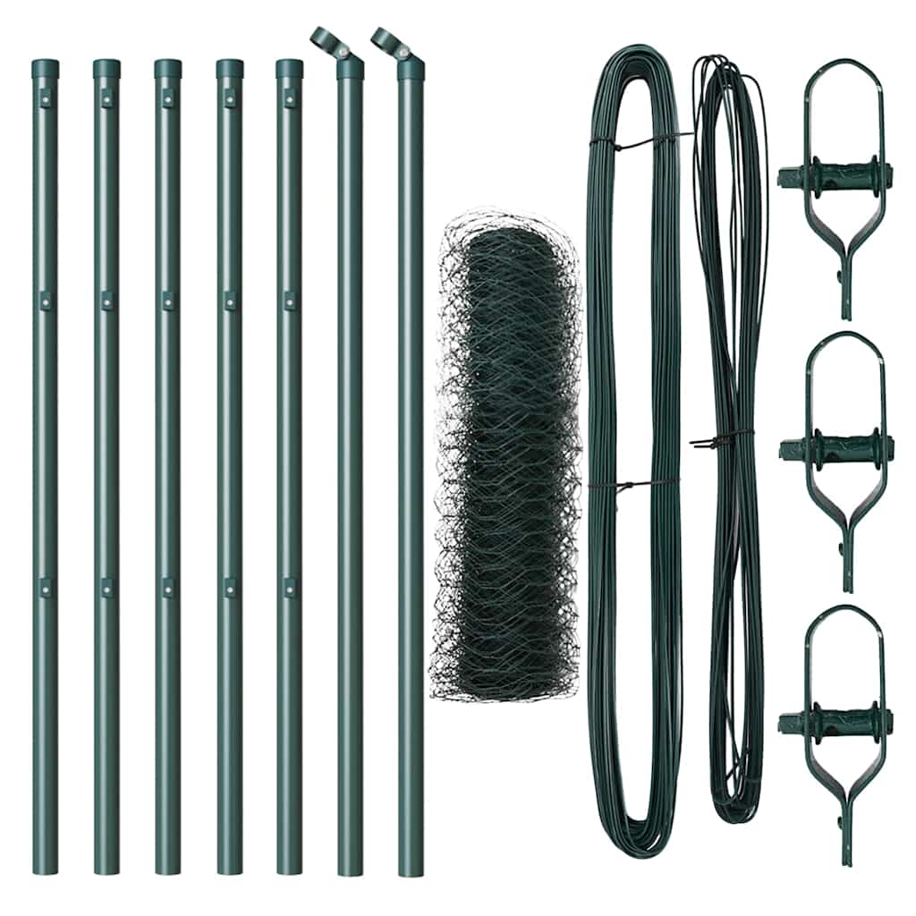 Zaun mit Pfosten Grün 0,5 x 10 m PVC-beschichteter Stahl