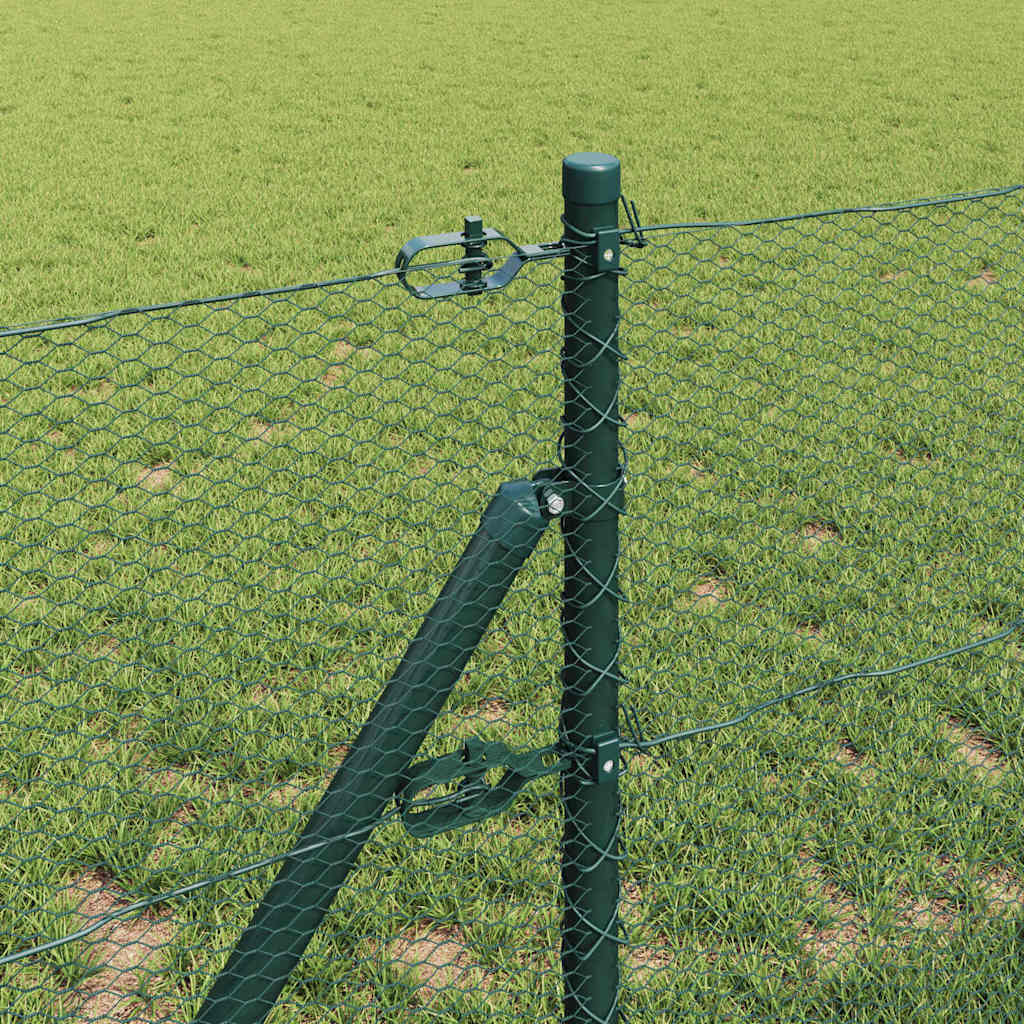Zaun mit Pfosten Grün 0,6 x 10 m PVC-beschichteter Stahl