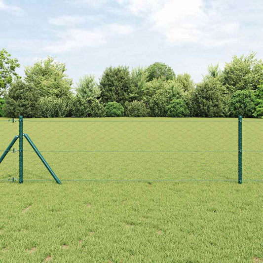Zaun mit Pfosten Grün 0,6 x 10 m PVC-beschichteter Stahl