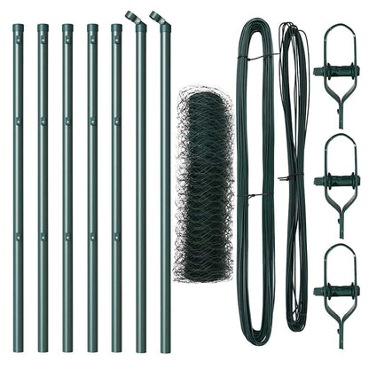 Zaun mit Pfosten Grün 0,6 x 10 m PVC-beschichteter Stahl