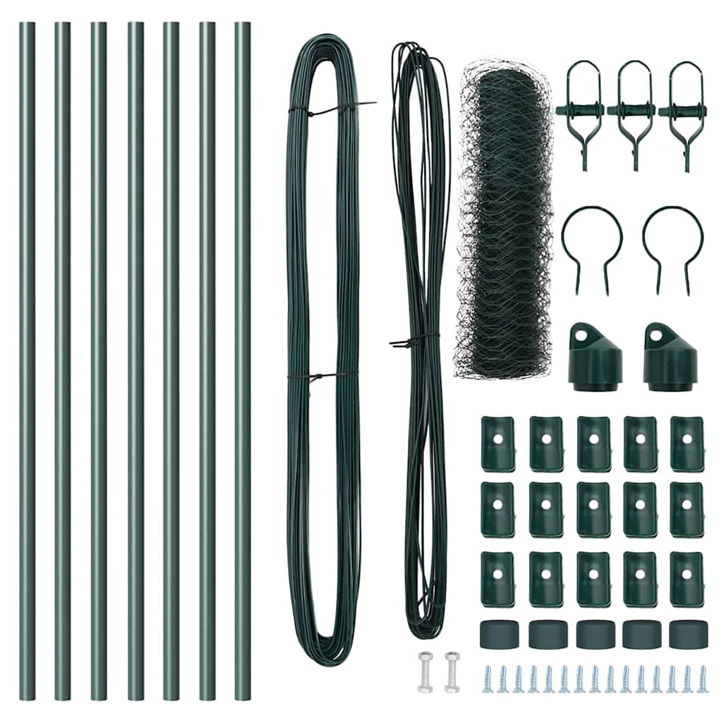 Zaun mit Pfosten Grün 0,6 x 10 m PVC-beschichteter Stahl