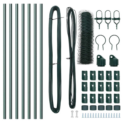 Zaun mit Pfosten Grün 0,6 x 10 m PVC-beschichteter Stahl