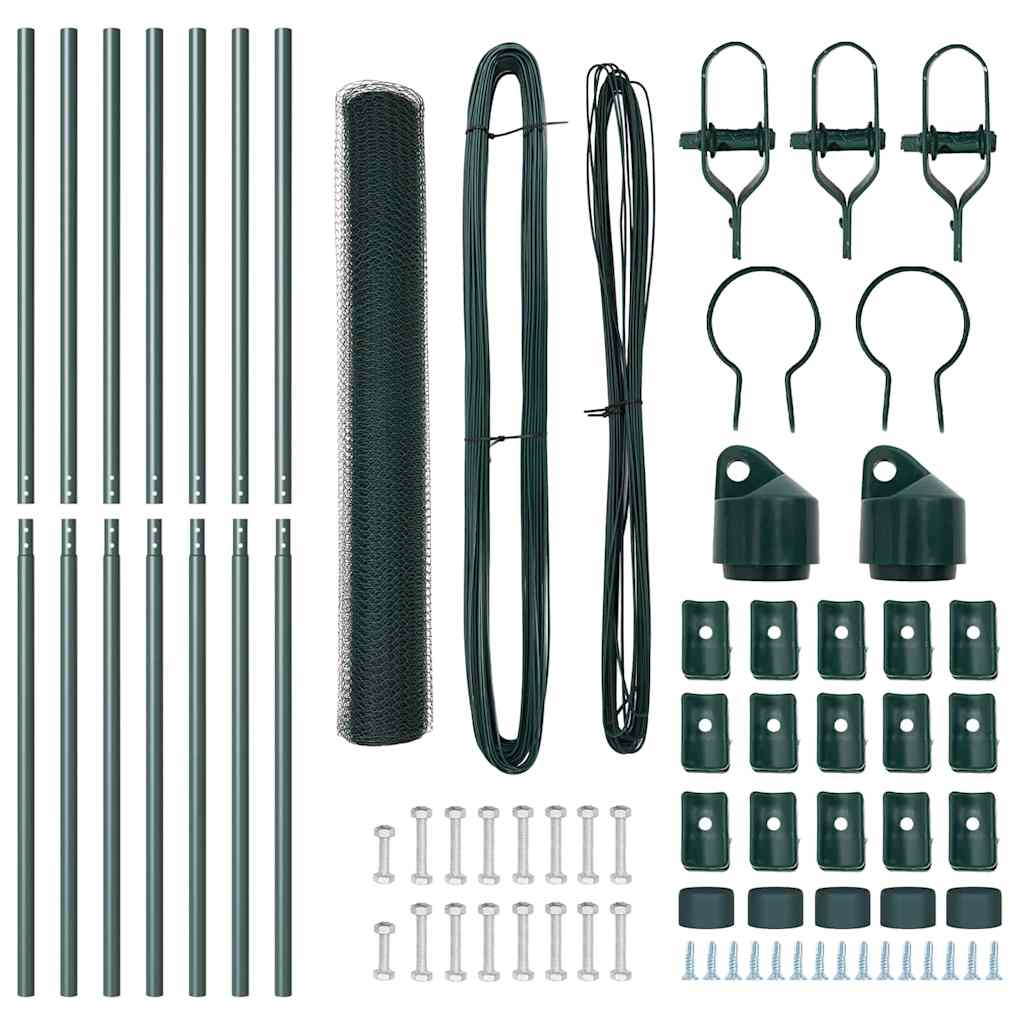 Zaun mit Pfosten Grün 1 x 10 m PVC-beschichteter Stahl