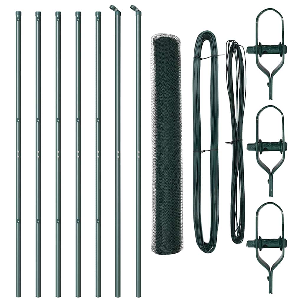 Zaun mit Pfosten Grün 1,2 x 10 m PVC-beschichteter Stahl