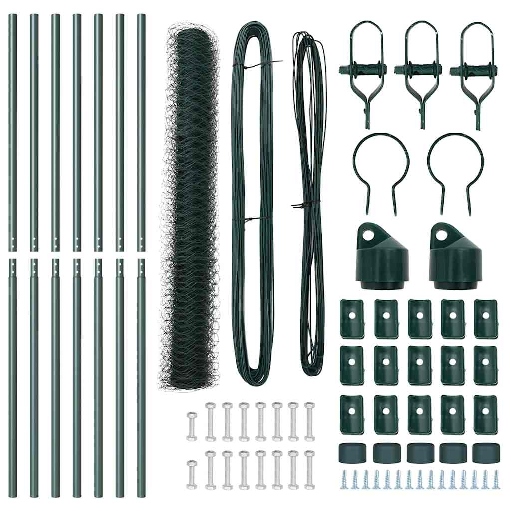 Zaun mit Pfosten Grün 1,2 x 10 m PVC-beschichteter Stahl