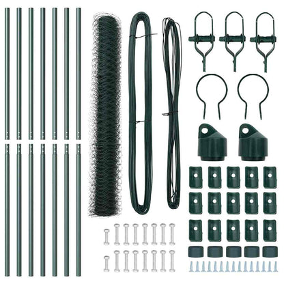 Zaun mit Pfosten Grün 1,2 x 10 m PVC-beschichteter Stahl