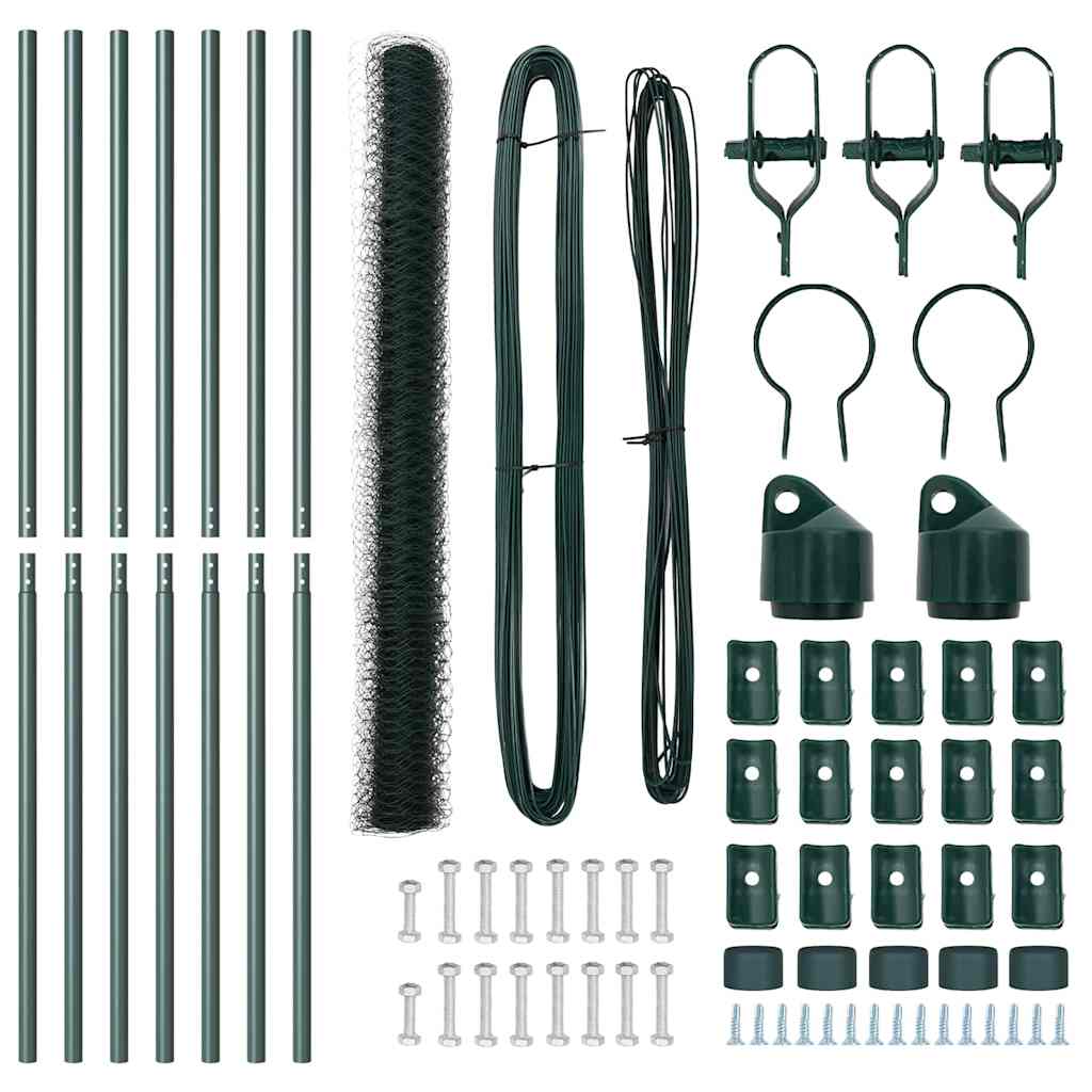 Zaun mit Pfosten Grün 1,5 x 10 m PVC-beschichteter Stahl