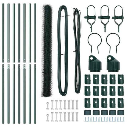 Zaun mit Pfosten Grün 1,5 x 10 m PVC-beschichteter Stahl