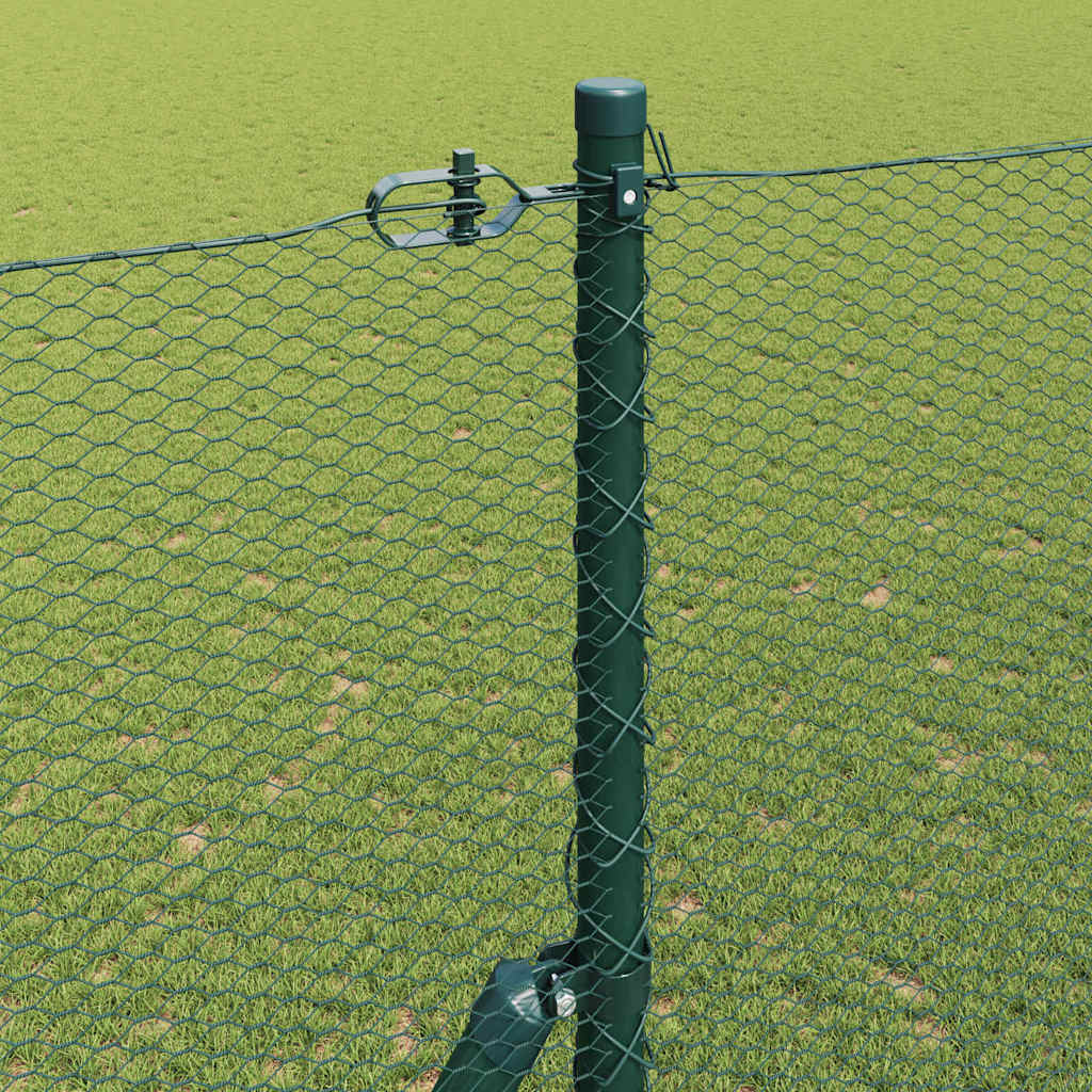 Zaun mit Pfosten Grün 1,6 x 10 m PVC-beschichteter Stahl