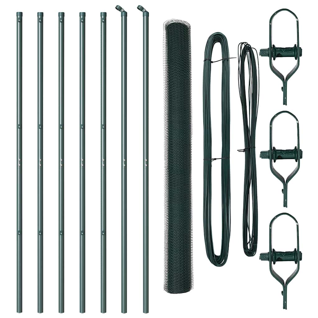 Zaun mit Pfosten Grün 1,6 x 10 m PVC-beschichteter Stahl