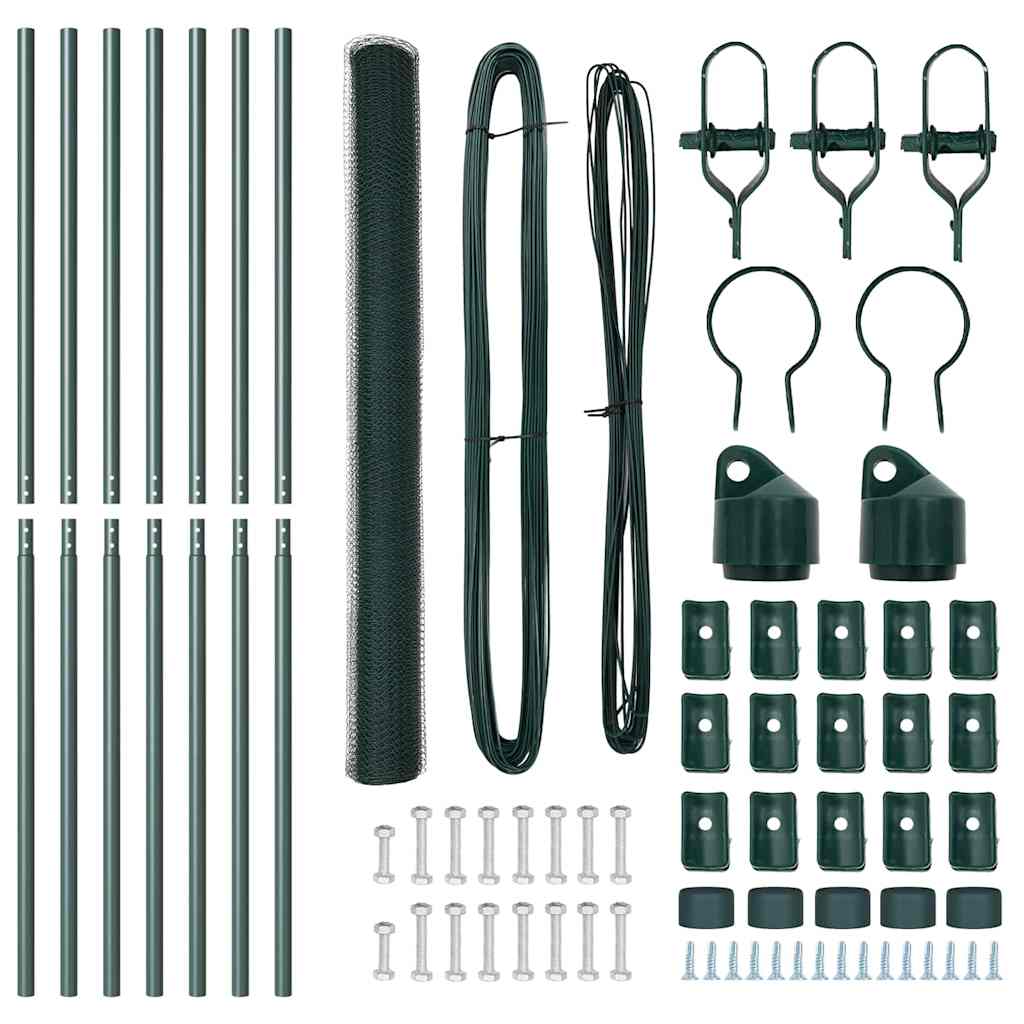Zaun mit Pfosten Grün 1,6 x 10 m PVC-beschichteter Stahl