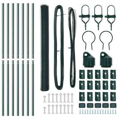 Zaun mit Pfosten Grün 1,6 x 10 m PVC-beschichteter Stahl