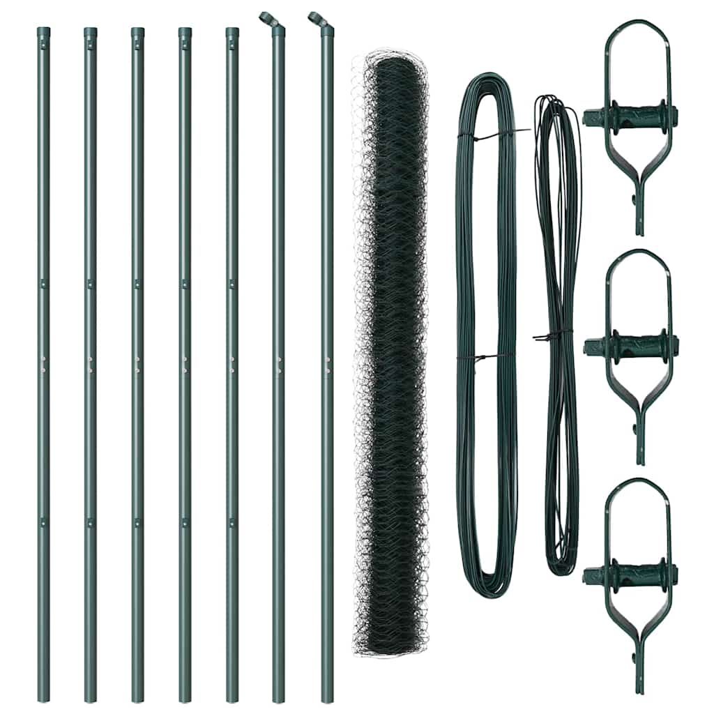 Zaun mit Pfosten Grün 1,6 x 10 m PVC-beschichteter Stahl