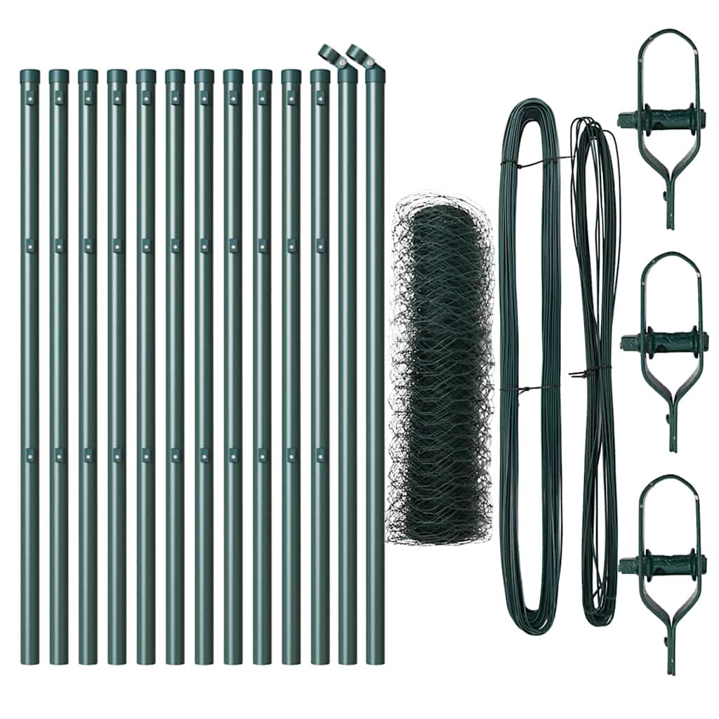 Zaun mit Pfosten Grün 0,4 x 25 m PVC-beschichteter Stahl