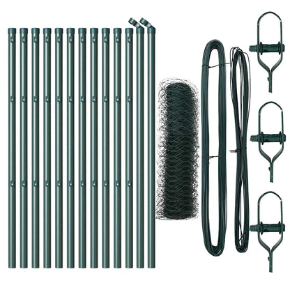 Zaun mit Pfosten Grün 0,4 x 25 m PVC-beschichteter Stahl