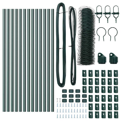 Zaun mit Pfosten Grün 0,4 x 25 m PVC-beschichteter Stahl