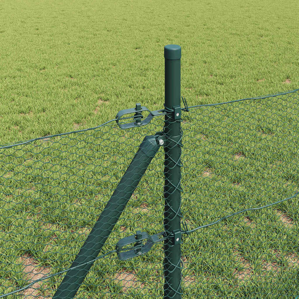 Zaun mit Pfosten Grün 0,5 x 25 m PVC-beschichteter Stahl