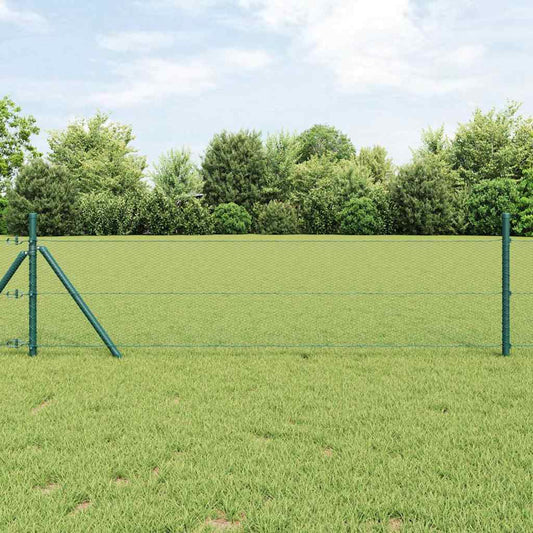 Zaun mit Pfosten Grün 0,5 x 25 m PVC-beschichteter Stahl