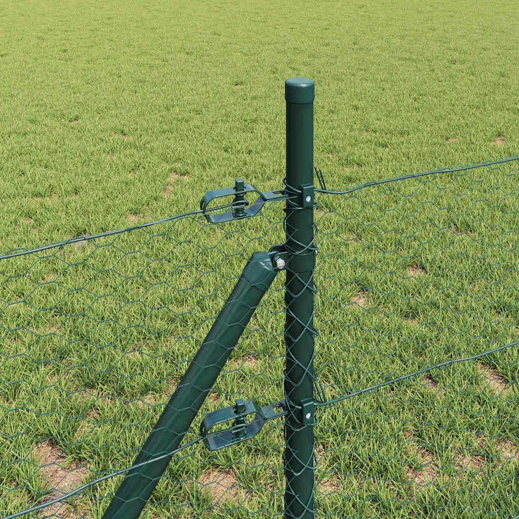 Zaun mit Pfosten Grün 0,5 x 25 m PVC-beschichteter Stahl