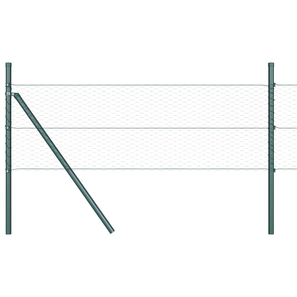 Zaun mit Pfosten Grün 0,5 x 25 m PVC-beschichteter Stahl