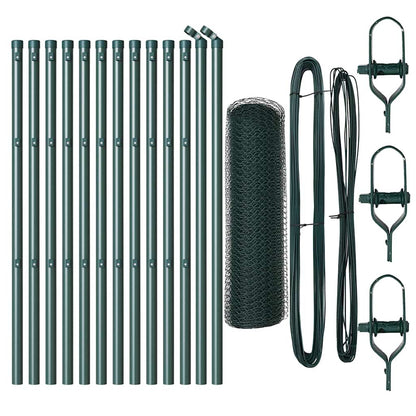Zaun mit Pfosten Grün 0,5 x 25 m PVC-beschichteter Stahl