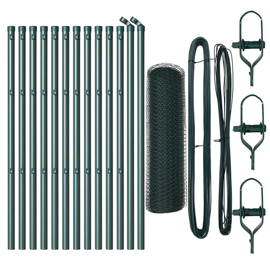 Zaun mit Pfosten Grün 0,5 x 25 m PVC-beschichteter Stahl